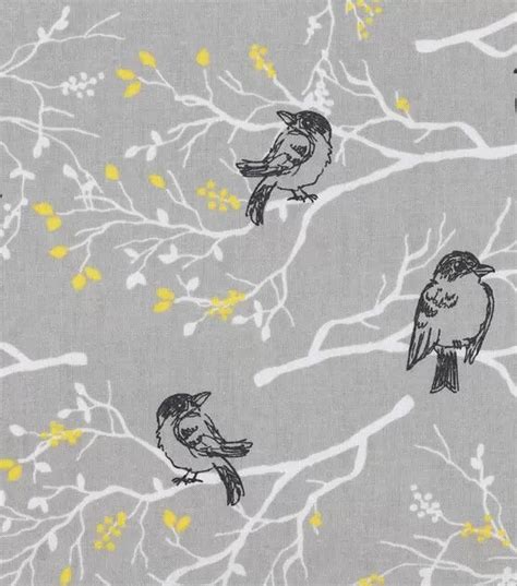 Animal Fabric Cotton Fabric Bird Fabric Gray Fabric Fabric Bird