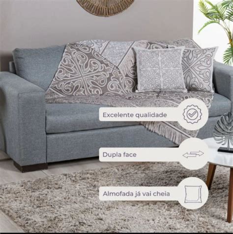 Kit Manta Sofa E Almofada Xale Decorativo M X M Elo