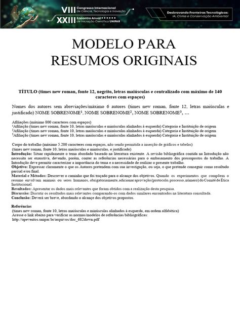 Modelo de Resumo Acadêmico Estruturado | PDF