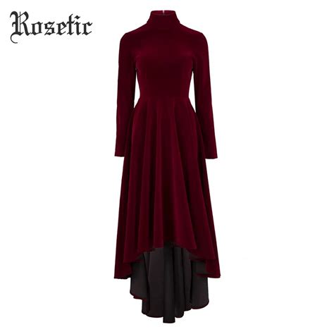 Buy Rosetic Gothic Dress Women Burgundy Autumn Vintage