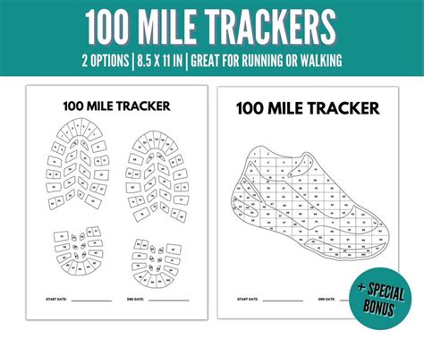 100 Mile Running Tracker 100 Mile Walking Tracker 100 Mile Challenge