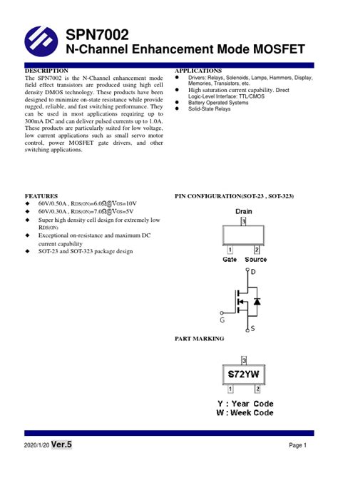 Spn Datasheet Pdf N Channel Mosfet