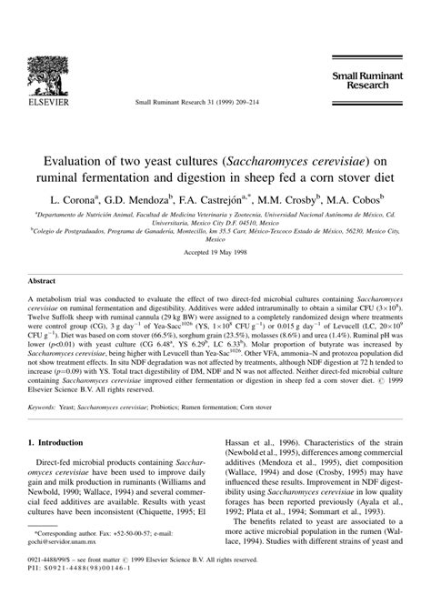 Pdf Comparison Of Two Commercial Yeast Cultures Saccharomyces