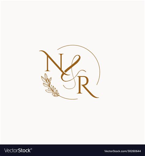 Nr initial wedding monogram logo Royalty Free Vector Image