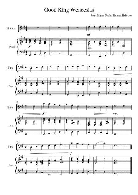 Good King Wenceslas Eb Tuba Bass Clef And Piano Arr Kacie J