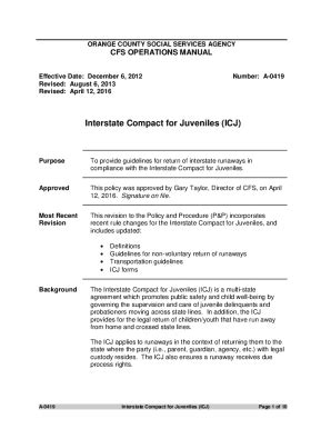 Fillable Online Interstate Compact For Juveniles CFS P P A 0419 Fax