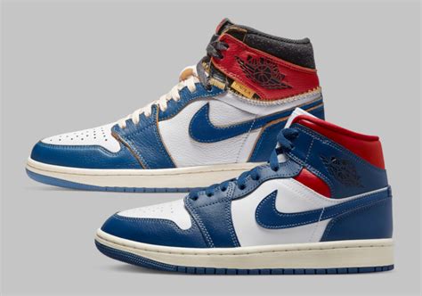 Sortie De La Air Jordan 1 Mid Bleu Rouge BQ6472 146 Crumpe