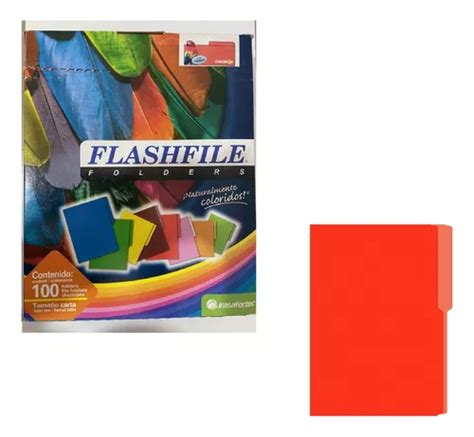 Flash File Folder Color Naranja Intenso Carta Caja C 500 Pz Meses Sin