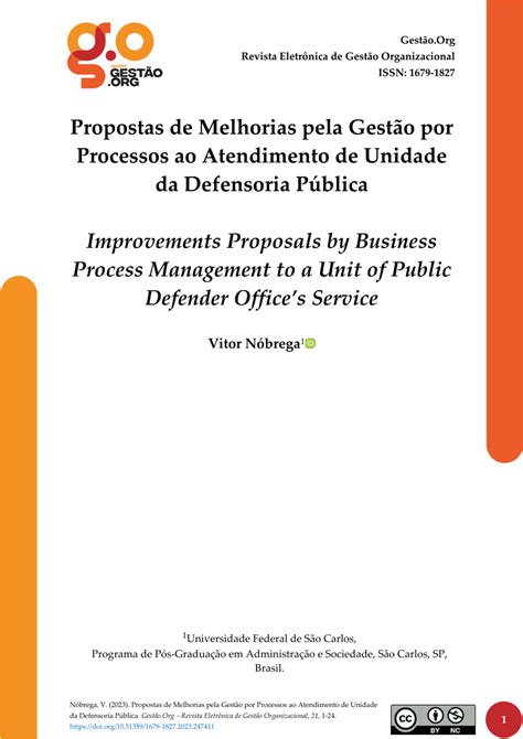 PDF Propostas de Melhorias pela Gestão por Processos ao Atendimento