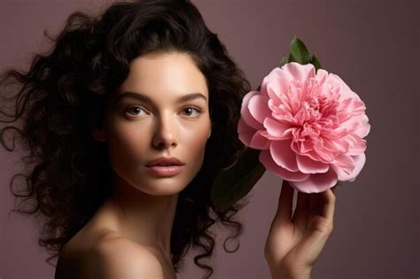 Premium Photo Woman Holding Pink Flower In Hand