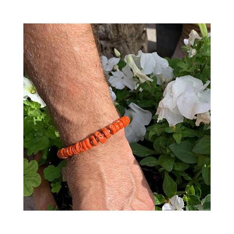 Bracelet En Rondelles De Corail V Ritable Pour Homme