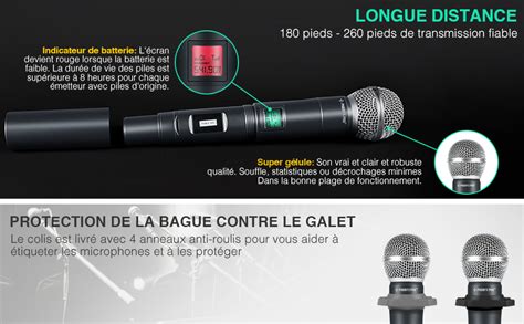 Phenyx Pro Système de Microphone sans Fil UHF à 4 canaux Microphone à