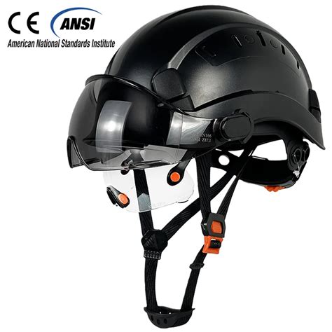 Ce Construction Safety Helmet With Visor Built In Goggles For Engineer