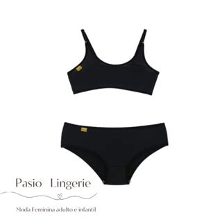 Kit 3 Conjuntos Feminino Liso Menina Moça Calcinha e Sutiã Top Lingerie