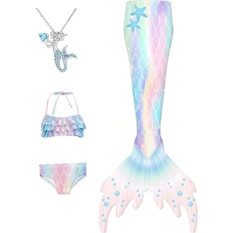 Piger Mermaid Tail Badedragt Kostume Prinsesse Bikini Badedragt Sæt E407 9 10 Years E407 9