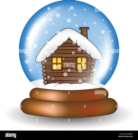 Christmas Snowglobe With Cabin Cartoon Design Icon Symbol For Card