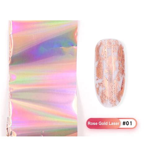 1 шт. Фольга для ногтей розовое золото звезды небо голографическое ...