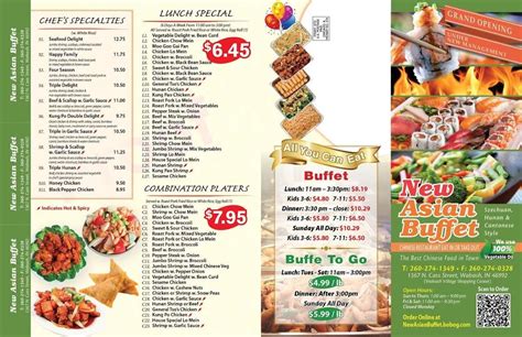 Menu at New Asian Buffet restaurant, Wabash