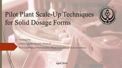 Pilot Plant Scale Up Techniques For Solid Dosage Forms Ppt