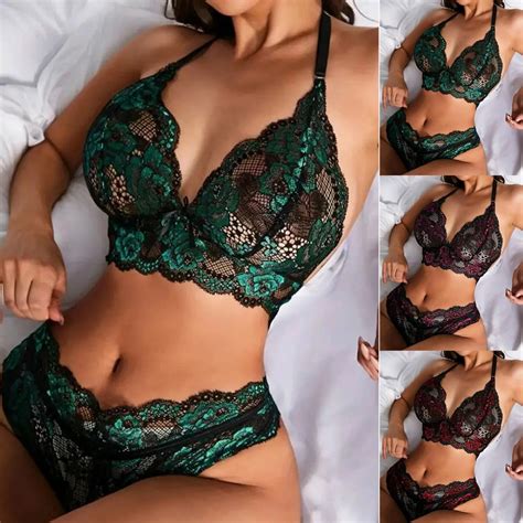 Lenceria Floral Lace Bra Set Mulheres Transparente Lace Bra Panty Lingerie Set Sexy Underwear