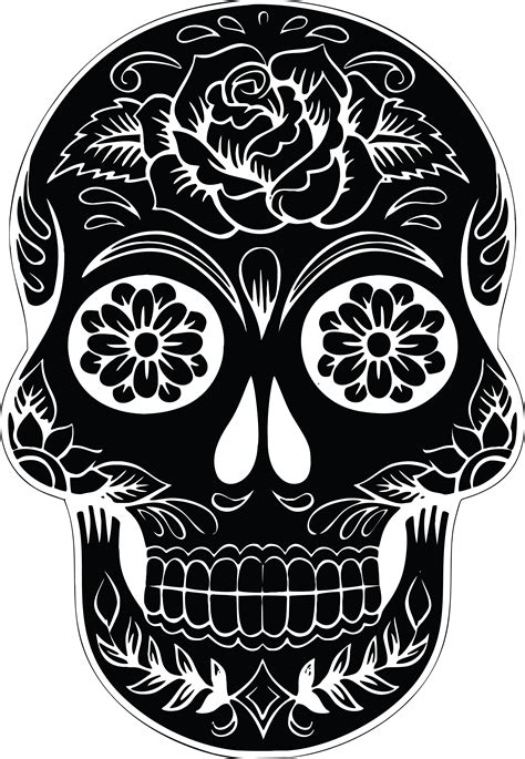 Sugar Skull Black And White Clip Art