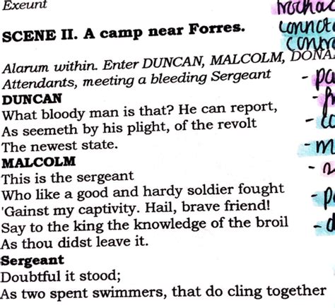 Annotated Macbeth Act 1 Scene 2 Teaching Resources