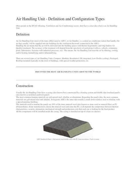 Air Handling Unit - Definition and Configuration Types | PDF | Heat ...