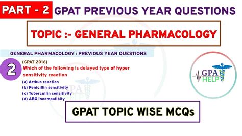 General Pharmacology Mcq GPAT Topic Wise Mcq GPAT Mcq Gpathelp