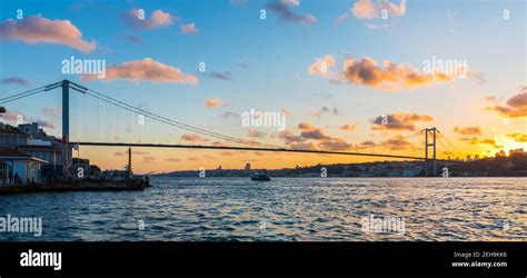 Istanbul Bosphorus Bridge Sunset View 15th July Martyrs Bridge 15