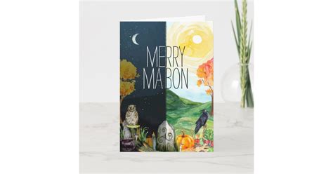 Merry Mabon Autumnal Equinox Night & Day Holiday Card | Zazzle