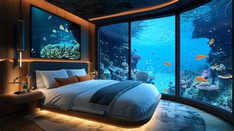 Premium Photo | Aquariumthemed hotels offer immersive underwater ...