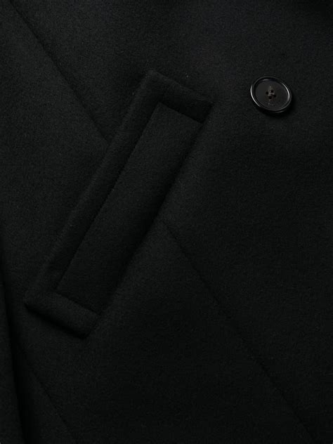 Saint Laurent Double Breasted Wool Coat Black Farfetch Uk