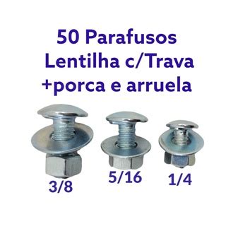 Parafuso Lentilha C Trava Porca E Arruela