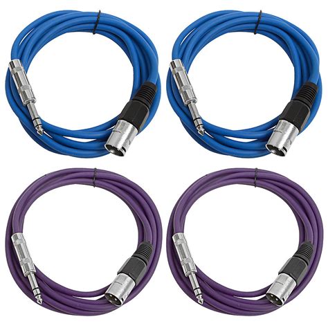 Seismic Audio SATRXL M10 2BLUE2PURPLE 1 4 TRS Male To XLR Reverb