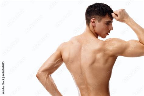 Muscle Guy Biceps Bodybuilder Fitness Naked Torso Back View Stock Photo Adobe Stock