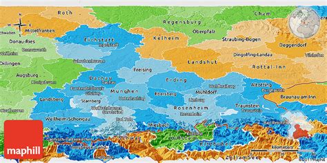 Political Shades Panoramic Map of Oberbayern