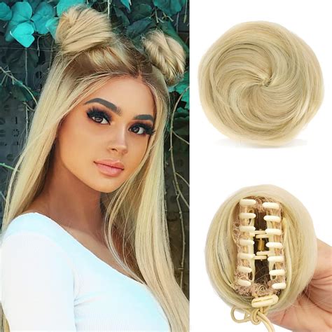 Sofeiyan Pcs Mini Claw Clip In Hair Bun Extension Synthetic Wig