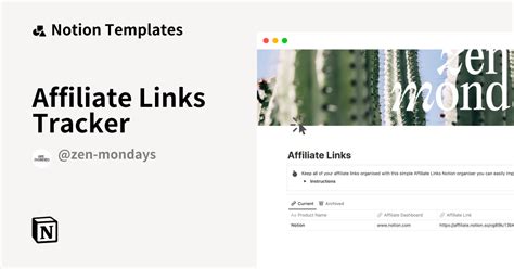 Affiliate Links Tracker Template | Notion Marketplace