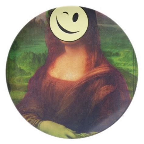 Wellcoda Mona Lisa Smile Wink Emoji Art Dinner Plates