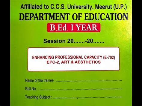 B Ed 1st Year Art Aesthetics File Ccsu Meerut University