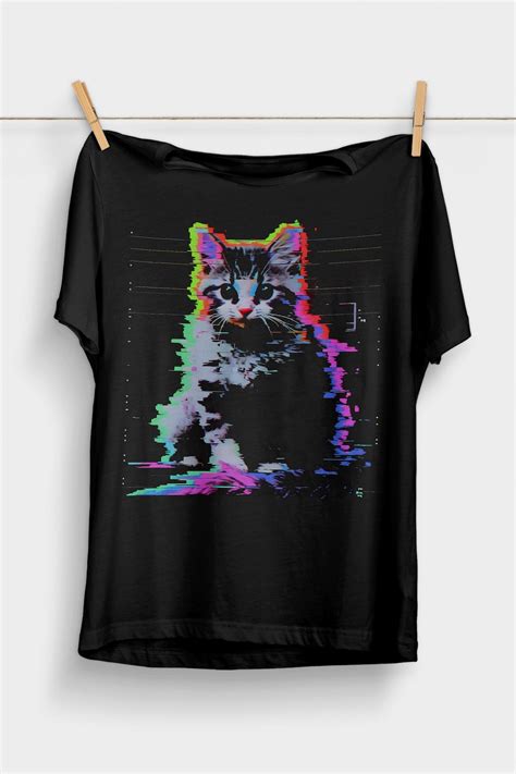 Psychedelic Weirdcore Cat T Shirt Vaporwave Aesthetic Trippy Alt