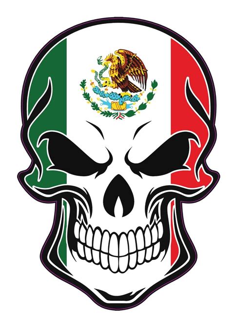 Skull Vinyl Decal Mexican Flag Decals Mexico Bumper Sticker Etsy