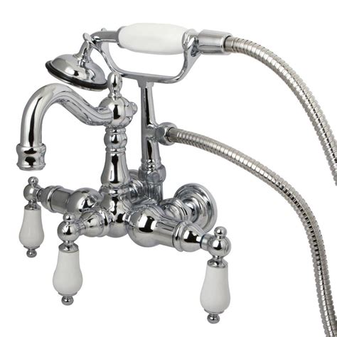 Kingston Brass Chrome Wall Mount Clawfoot Tub Faucet w hand shower CC1 ...