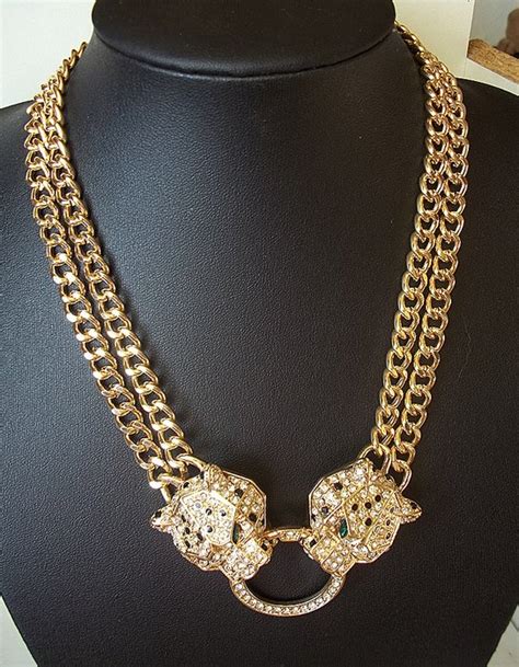 Cartier Panthère inspired panther necklace - Gold finish - Catawiki