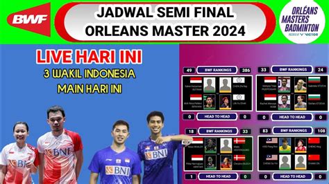 Jadwal Semi Final Orleans Master Badminton 2024 3 Wakil Indonesia