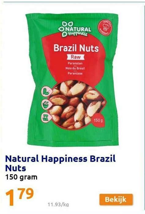 Natural Happiness Brazil Nuts 150 Gram Aanbieding Bij Action