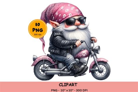 Biker Gnome Clipart Biker Png Motorcycle Gnome Sublimation Designs