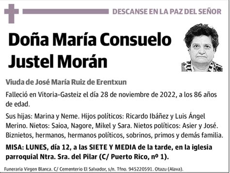 Mar A Consuelo Justel Mor N Esquela Necrol Gica El Correo