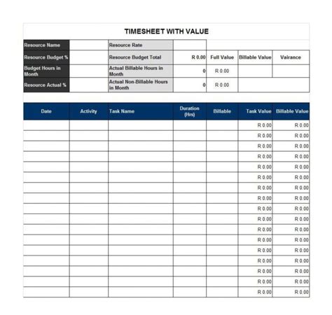 Billable Hours Spreadsheet Template in 013 Week Timesheet Template Free ...