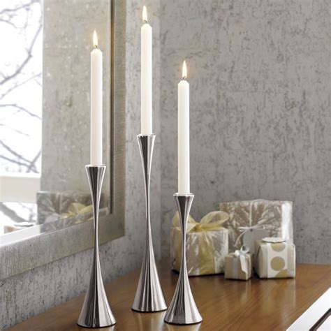 3 Piece Arden Mirrored Stainless Steel Taper Candle Holder Set Candle